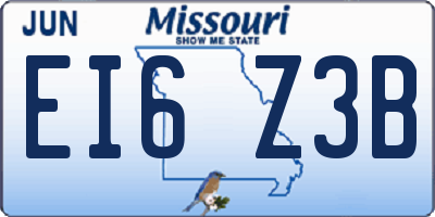 MO license plate EI6Z3B