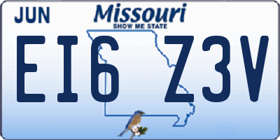 MO license plate EI6Z3V