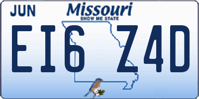 MO license plate EI6Z4D
