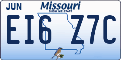 MO license plate EI6Z7C