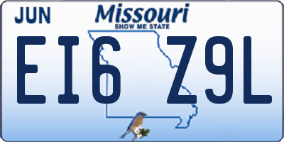 MO license plate EI6Z9L