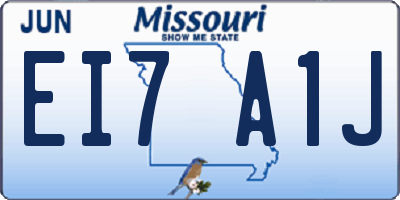 MO license plate EI7A1J