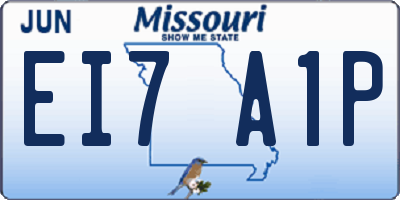 MO license plate EI7A1P