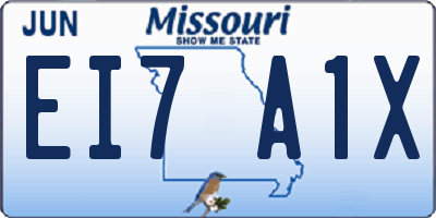 MO license plate EI7A1X