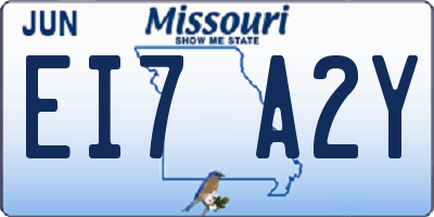 MO license plate EI7A2Y