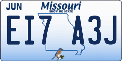 MO license plate EI7A3J