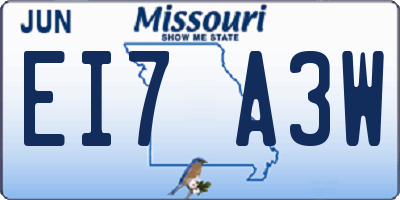 MO license plate EI7A3W