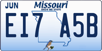 MO license plate EI7A5B