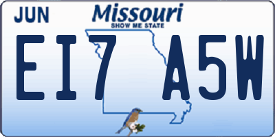 MO license plate EI7A5W