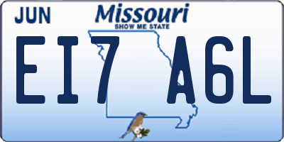 MO license plate EI7A6L