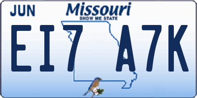 MO license plate EI7A7K