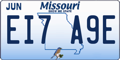 MO license plate EI7A9E