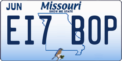 MO license plate EI7B0P