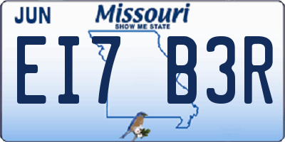 MO license plate EI7B3R