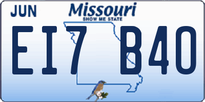 MO license plate EI7B4O