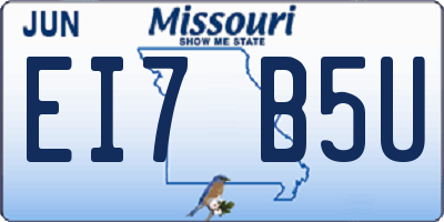 MO license plate EI7B5U