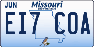MO license plate EI7C0A