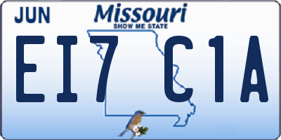 MO license plate EI7C1A
