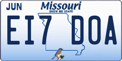 MO license plate EI7D0A