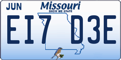 MO license plate EI7D3E