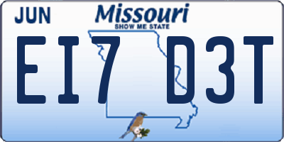 MO license plate EI7D3T