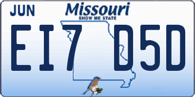 MO license plate EI7D5D