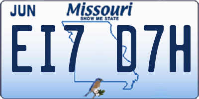 MO license plate EI7D7H
