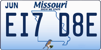 MO license plate EI7D8E