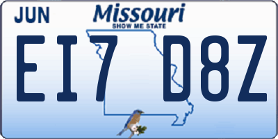 MO license plate EI7D8Z