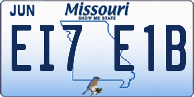 MO license plate EI7E1B