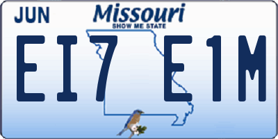 MO license plate EI7E1M