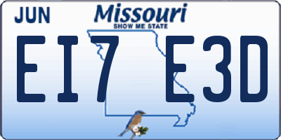MO license plate EI7E3D