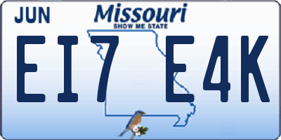 MO license plate EI7E4K
