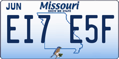 MO license plate EI7E5F