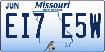 MO license plate EI7E5W