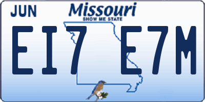 MO license plate EI7E7M