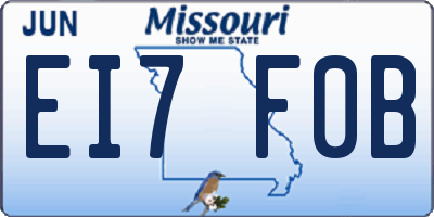 MO license plate EI7F0B