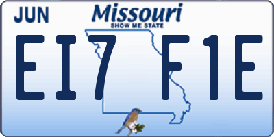 MO license plate EI7F1E