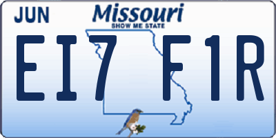 MO license plate EI7F1R