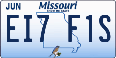 MO license plate EI7F1S