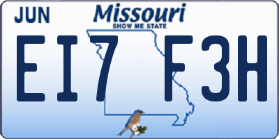 MO license plate EI7F3H