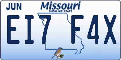 MO license plate EI7F4X
