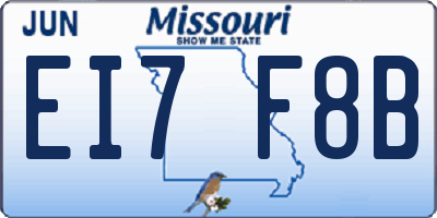 MO license plate EI7F8B
