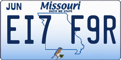 MO license plate EI7F9R