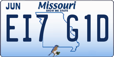 MO license plate EI7G1D