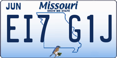 MO license plate EI7G1J
