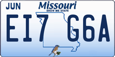 MO license plate EI7G6A
