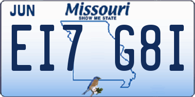 MO license plate EI7G8I