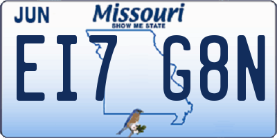 MO license plate EI7G8N