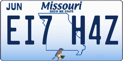 MO license plate EI7H4Z